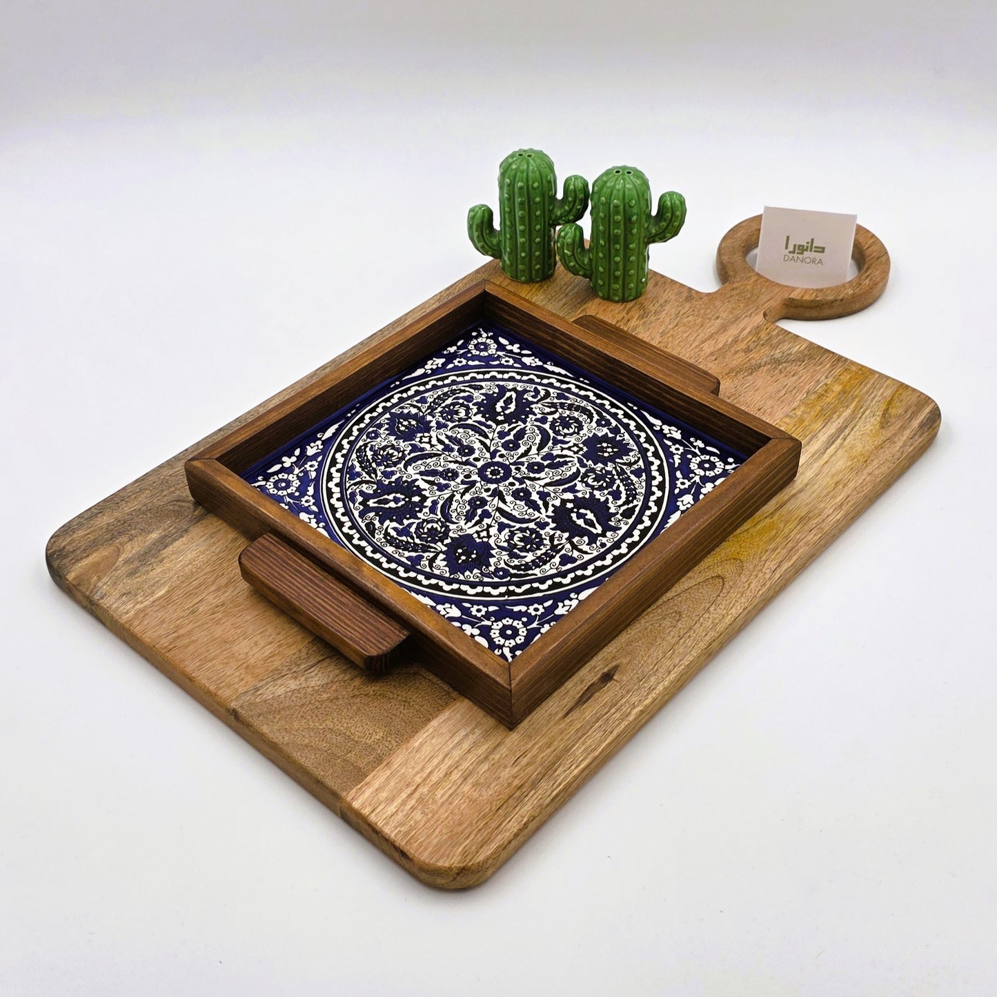 Wood-Framed Sabla Pattern Tray