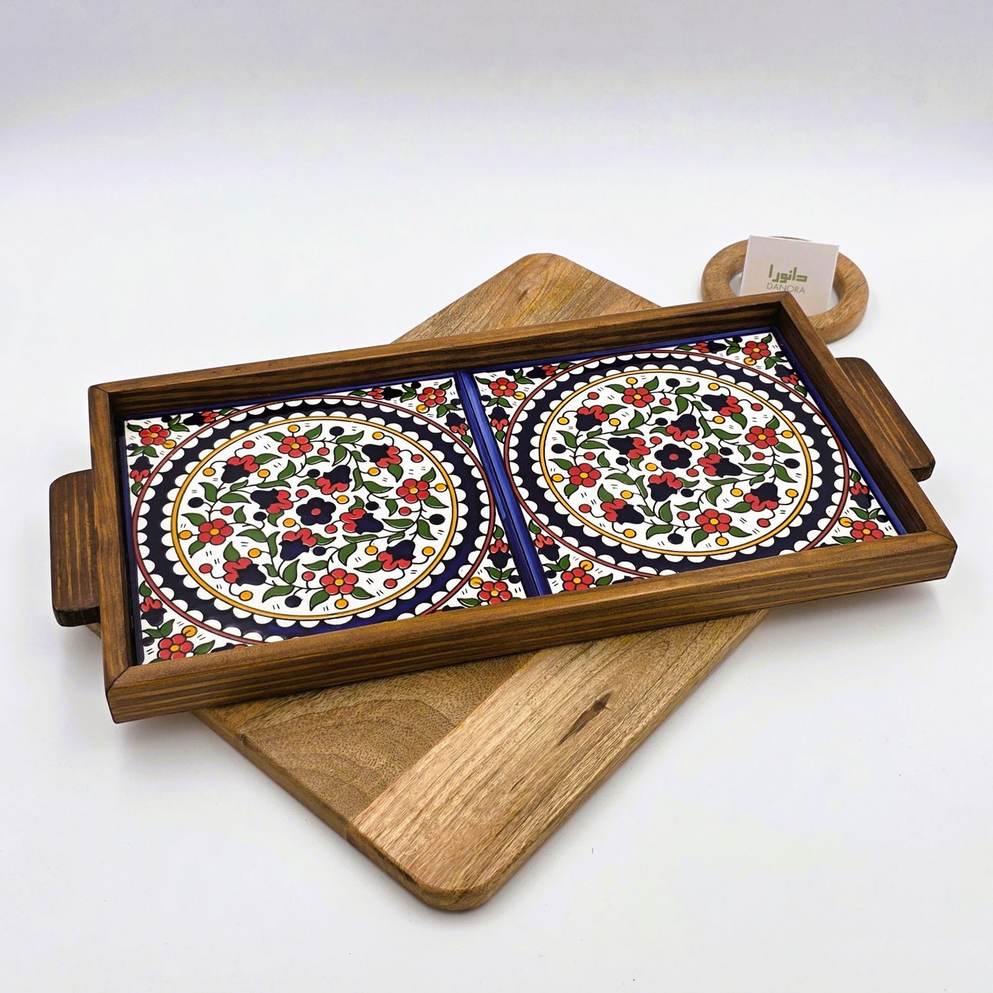 Wood-Framed Floral Tray
