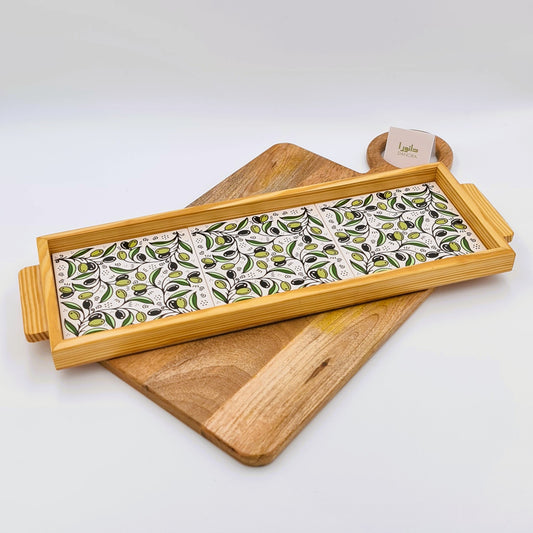 Wood-Framed Olive Tray