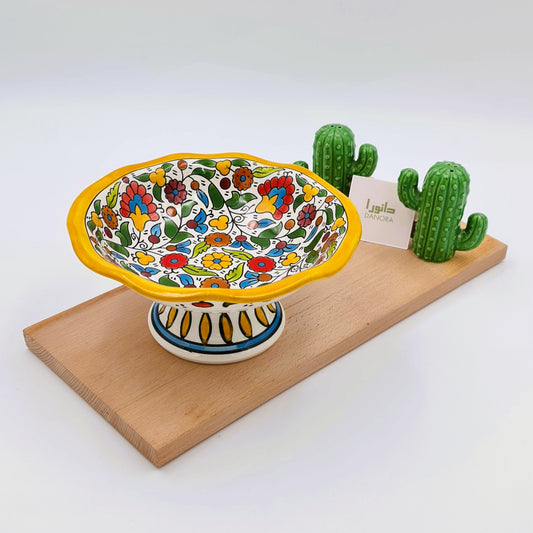 Yellow Floral Serving Plate