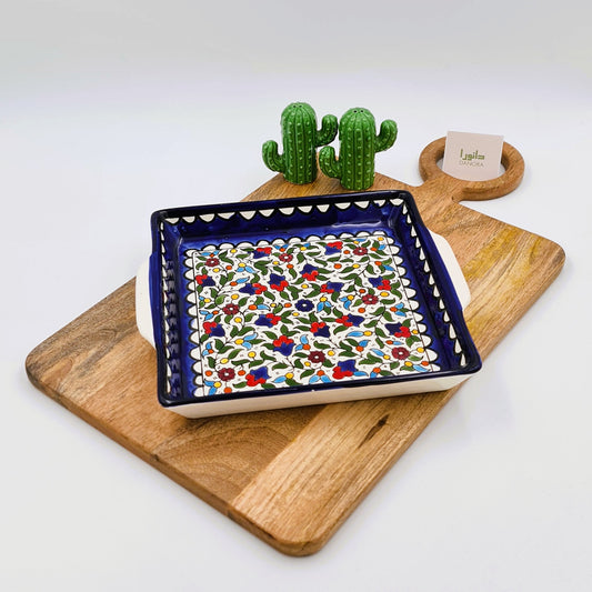 Multicolor Floral Serving Platter with handles