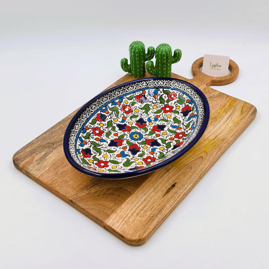Oval Multicolor Floral Serving Platter