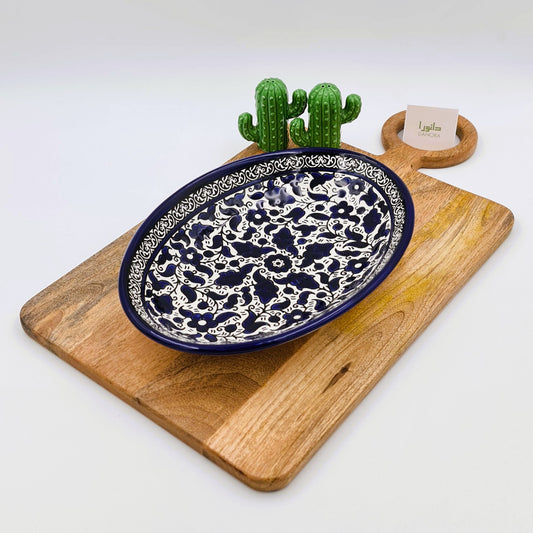 Oval Blue Floral Serving Platter
