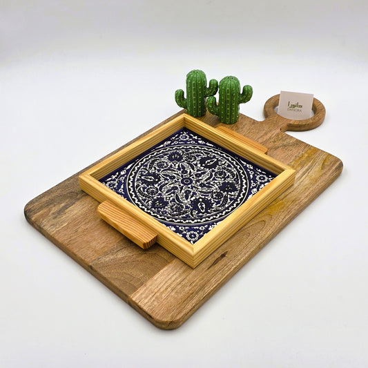 Wood-Framed Sabla Pattern Tray