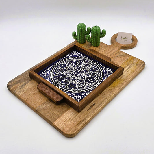 Wood-Framed Sabla Pattern Tray