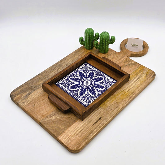 Wood-Framed Palestinian Pattern Tray
