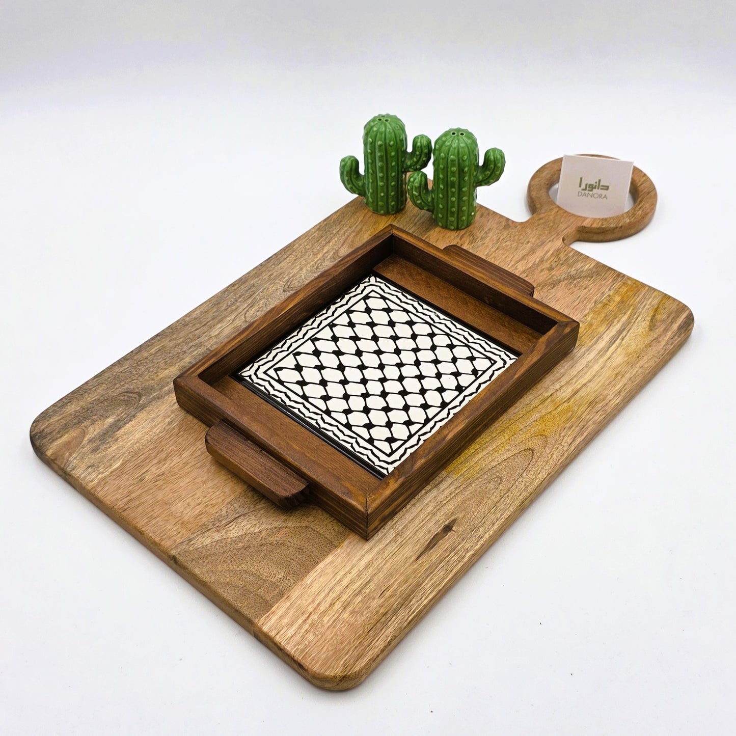 Wood-Framed Keffiyeh Tray