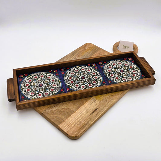 Wood-Framed Turkish Pattern Tray