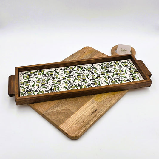 Wood-Framed Olive Tray