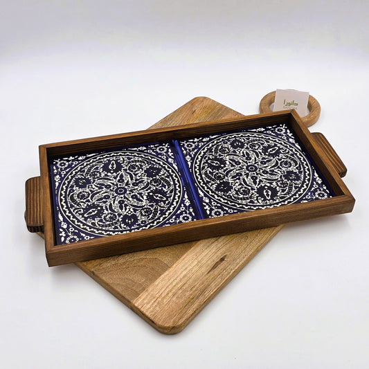 Wood-Framed Sabla Pattern Tray