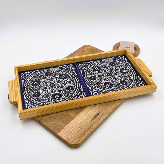 Wood-Framed Sabla Pattern Tray