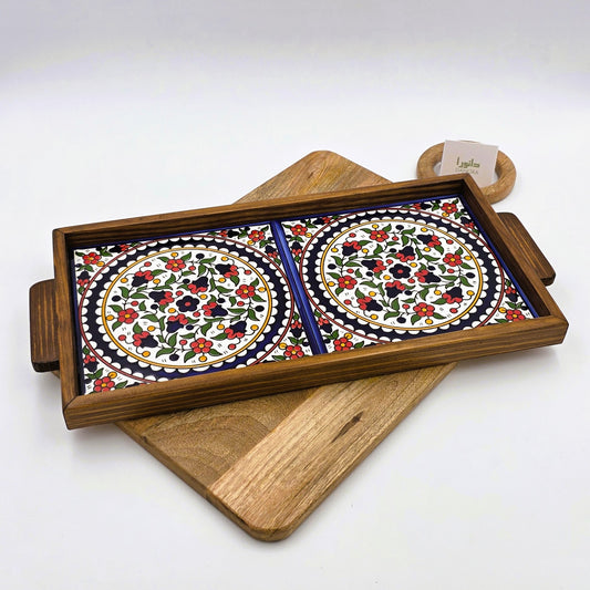 Wood-Framed Floral Tray