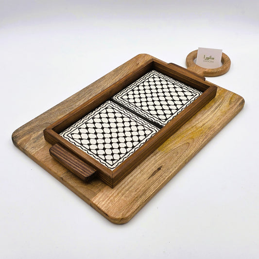 Wood-Framed keffiyeh Tray