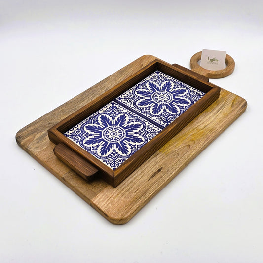 Wood-Framed Palestinian Pattern Tray