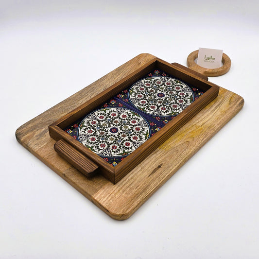 Wood-Framed Turkish Pattern Tray