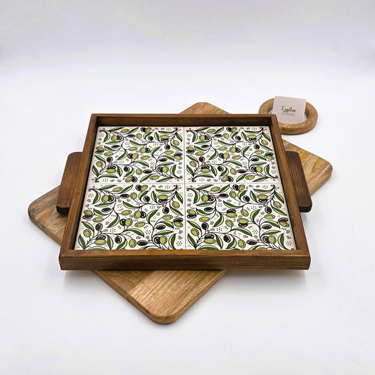 Wood-Framed Olive Tray