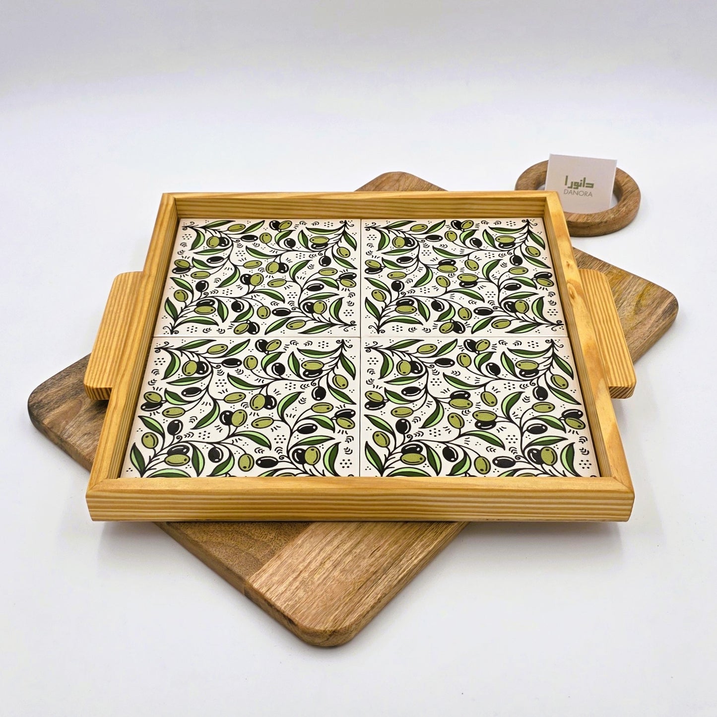 Wood-Framed Olive Tray