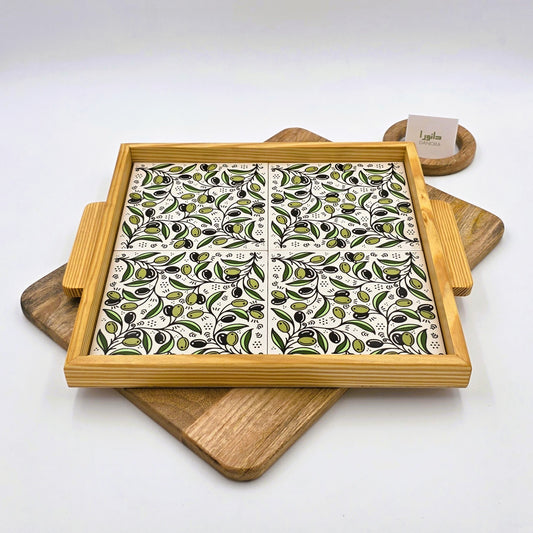 Wood-Framed Olive Tray