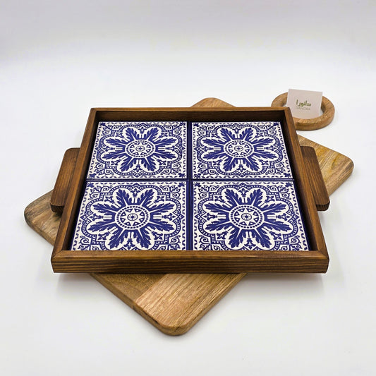 Wood-Framed Palestinian Pattern Tray